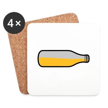 Liegende Bier Flasche - Untersetzer (4er-Set) - Weiß - Vorne
