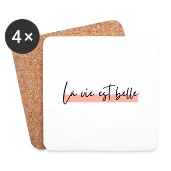 La vie est belle - Dessous de verre (lot de 4) - blanc - Devant