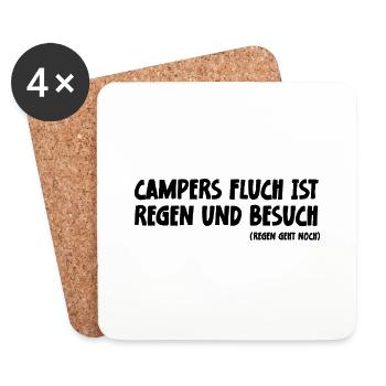 Camping Spruch Campers Fluch ist Regen und Besuch - Untersetzer (4er-Set) - Weiß - Vorne