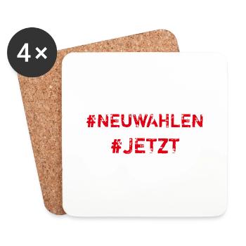 #Neuwahlen, #Jetzt - Untersetzer (4er-Set) - Weiß - Vorne