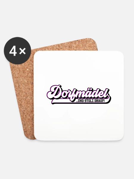 Farben änderbar | Dorfmädel Dorfmädchen - Untersetzer (4er-Set) - Weiß