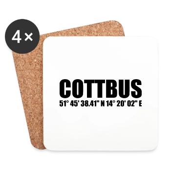 Cottbus Koordinaten - Untersetzer (4er-Set) - Weiß - Vorne