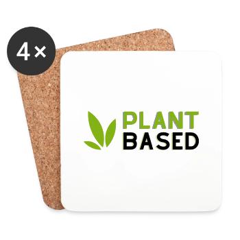 Conception à base de plantes avec des feuilles - Dessous de verre (lot de 4) - blanc - Devant