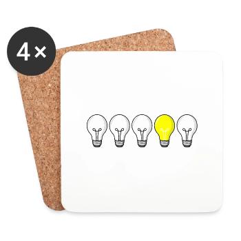 5 Glühbirnen - Licht aufgehen - Untersetzer (4er-Set) - Weiß - Vorne