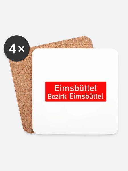 Eimsbüttel - Orts Bezirksschild Hamburg - Untersetzer (4er-Set) - Weiß