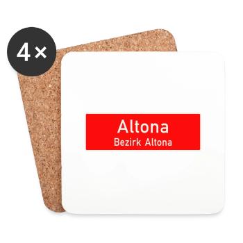 Altona - Hamburg Bezirksschild/Ortsschild - Untersetzer (4er-Set) - Weiß - Vorne
