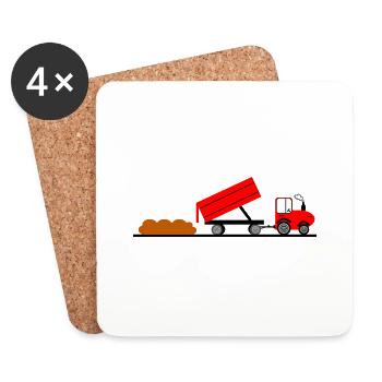 Tracteur - Dessous de verre (lot de 4) - blanc - Devant