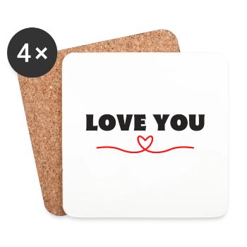 Love you Heart Be Me Valentine - Dessous de verre (lot de 4) - blanc - Devant