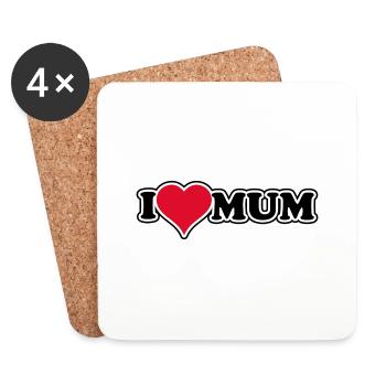 I love mum - 1970er Retro - Untersetzer (4er-Set) - Weiß - Vorne
