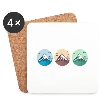 Mountain Landscape Geometric Art - Coasters (set of 4) - white - Front