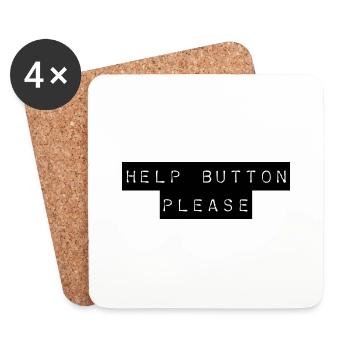 T-Shirt "Help Button please" - Untersetzer (4er-Set) - Weiß - Vorne