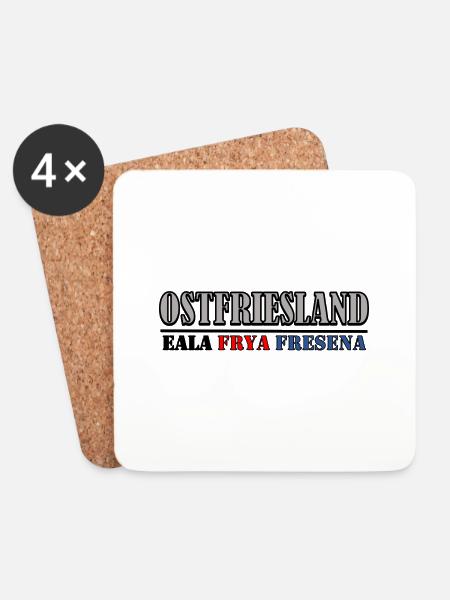 Ostfriesland - Eala Frya Fresena - Untersetzer (4er-Set) - Weiß
