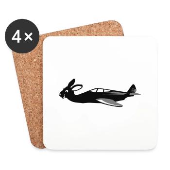Bunny Air fliegender Hase spread VECTORGRAPHIC - Untersetzer (4er-Set) - Weiß - Vorne