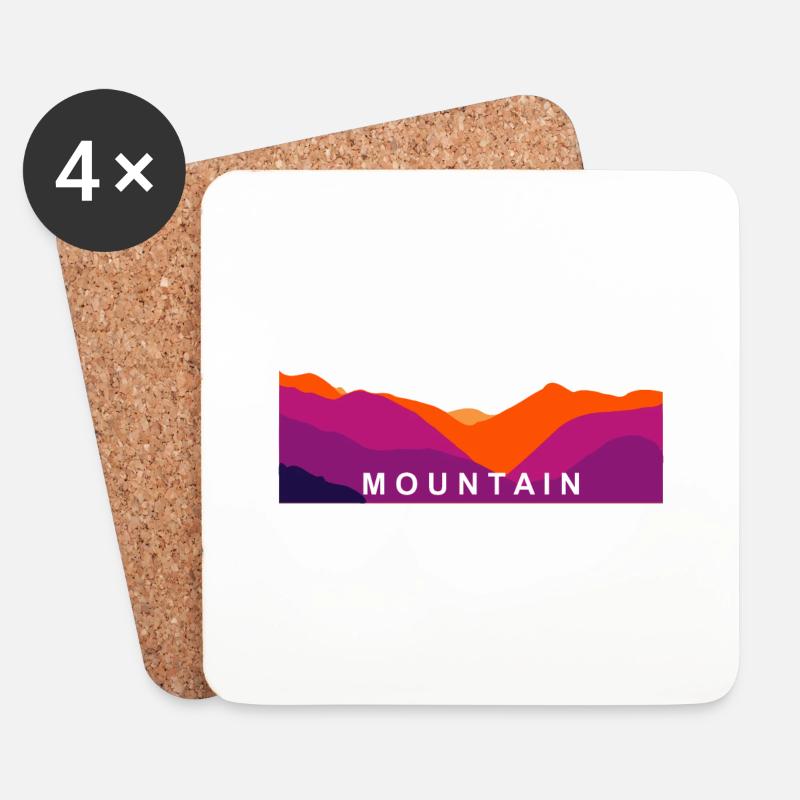 Bergsilouette Mountain - Untersetzer (4er-Set) - Weiß