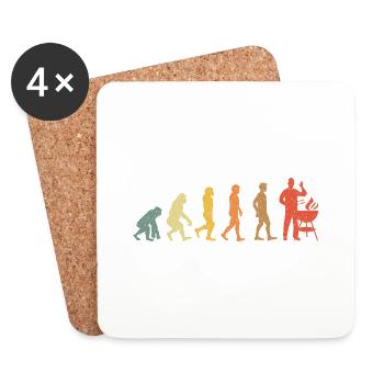 Grillen Evolution Vintage Retro - Untersetzer (4er-Set) - Weiß - Vorne