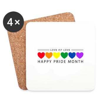 Pride Month mit Herzen Love - Untersetzer (4er-Set) - Weiß - Vorne