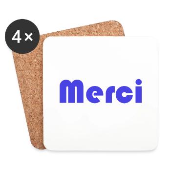 MERCI. ANNIVERSAIRE. NAISSANCE. RETRAITE. MERCI - Dessous de verre (lot de 4) - blanc - Devant