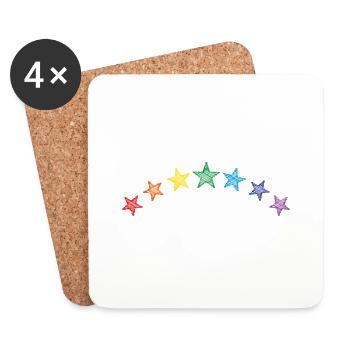 Sterne Regenbogen scribble - Untersetzer (4er-Set) - Weiß - Vorne