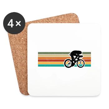 Retro Bicycle Cyclist for Man Woman - Coasters (set of 4) - white - Front