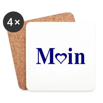 Moin mit Herzchen - Untersetzer (4er-Set) - Weiß - Vorne