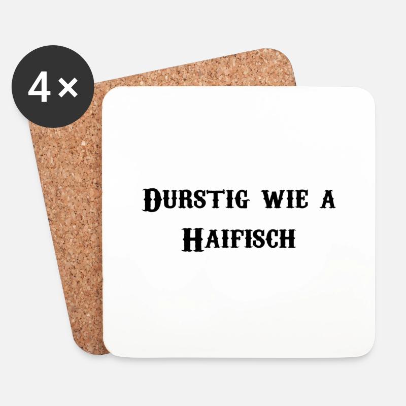 Durstig wie a Haifisch - Untersetzer (4er-Set) - Weiß