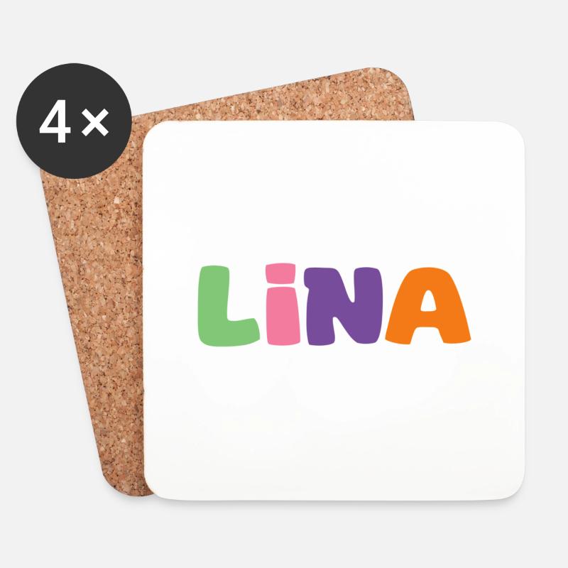 Name - Lina - Untersetzer (4er-Set) - Weiß