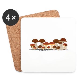 Mushroom connoisseur Mushroom season Porcini mushroom picker mushrooms - Coasters (set of 4) - white - Front