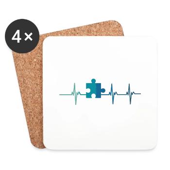Heartbeat autism puzzle - Coasters (set of 4) - white - Front