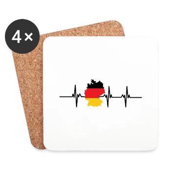 Heartbeat Deutschland - Untersetzer (4er-Set) - Weiß - Vorne
