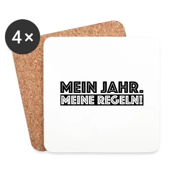 Mein Jahr, Meine Regeln | 2024, lustige Sprüche - Untersetzer (4er-Set) - Weiß - Vorne