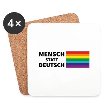Mensch statt deutsch Spruch Pride Flagge - Untersetzer (4er-Set) - Weiß - Vorne