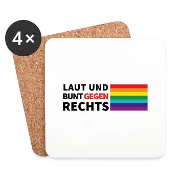 laut und bunt gegen rechts flagge rechts - Untersetzer (4er-Set) - Weiß - Vorne