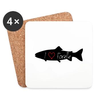 I love trout black transparent - Coasters (set of 4) - white - Front