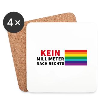 Kein Millimeter nach Rechts mit Pride- Spruch - Untersetzer (4er-Set) - Weiß - Vorne