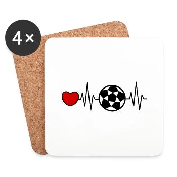 My heart beats for football - Coasters (set of 4) - white - Front
