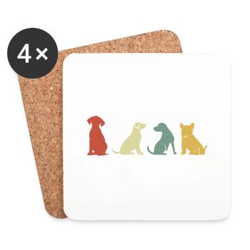 Vintage Retro Hunde - Untersetzer (4er-Set) - Weiß - Vorne