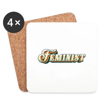 Féministe Rétro Années 70 Vintage - Dessous de verre (lot de 4) - blanc - Devant
