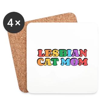 Lesbian Cat Mom - Coasters (set of 4) - white - Front