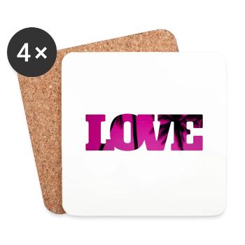 Love summer Palm trees silhouette - Coasters (set of 4) - white - Front