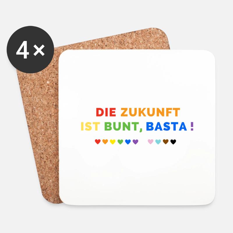 Die Zukunft ist bunt, basta! - Untersetzer (4er-Set) - Weiß