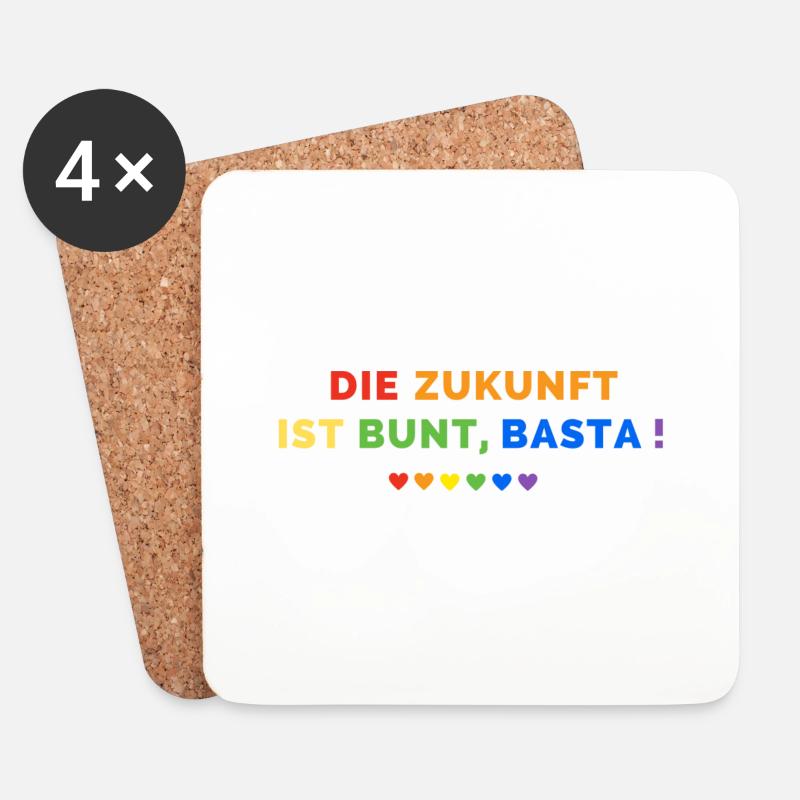 Die Zukunft ist bunt, Basta! - Untersetzer (4er-Set) - Weiß