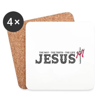 Le Chemin, la Vérité, La Vie - Jésus - 1 Croix 3 - Dessous de verre (lot de 4) - blanc - Devant