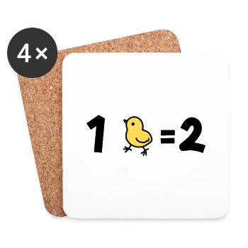 un poussin égal deux - Dessous de verre (lot de 4) - blanc - Devant