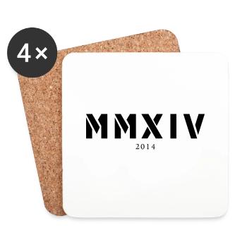 Roman numeral year of birth Made in 2014 - Coasters (set of 4) - white - Front