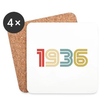 1936 vintage rétro - Dessous de verre (lot de 4) - blanc - Devant