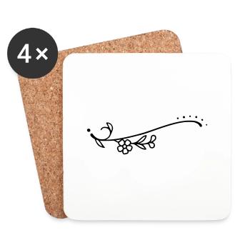 Curved Line Flowers - Coasters (set of 4) - white - Front