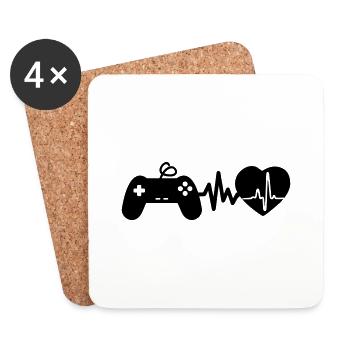 Gaming is life Heartbeat for gamers - Coasters (set of 4) - white - Front