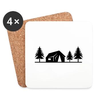 cabane dans la forêt - Dessous de verre (lot de 4) - blanc - Devant