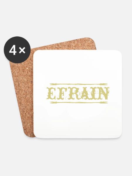 Efrain Golden Text Nom Badge - Dessous de verre (lot de 4) - blanc