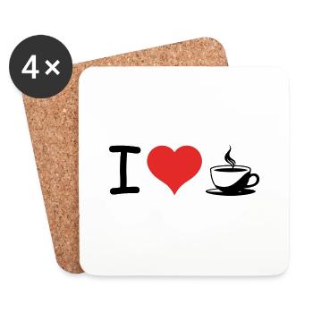I love Coffee Heartbeat Pulse - Pet Design - Untersetzer (4er-Set) - Weiß - Vorne